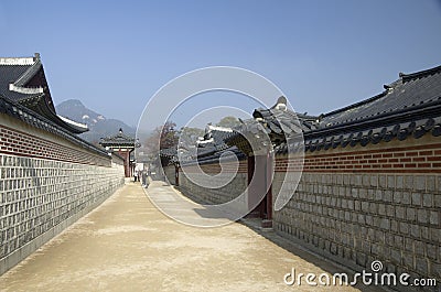 Korean Palace architecture Gyeongbokgung Editorial Stock Photo