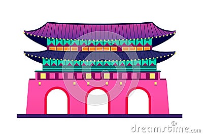 Korean Palace Complex - modern flat design style single isolated image Cartoon Illustration