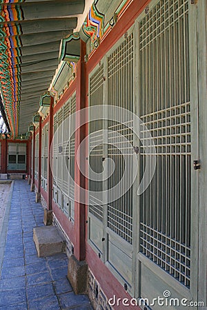 Korean palace - interior corridor Stock Photo