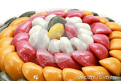 Korean rice cake or cake baramtteok in white background Stock Photo