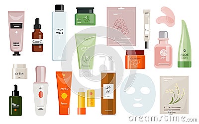 Korean skin care set Vector Illustration