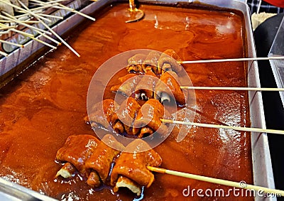 Korean Street Food Fish Cake skewer (Eomuk ) Stock Photo