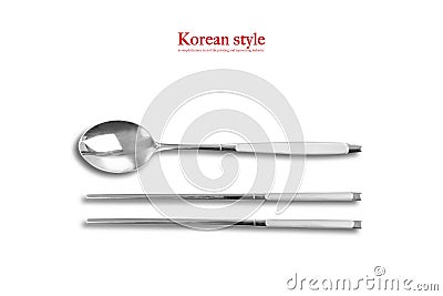 Korean style, spoon and chopsticks Stock Photo