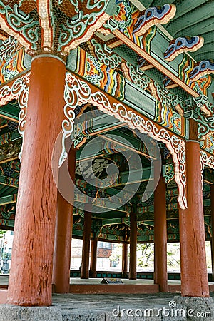 Korean Temple Near Jungang Market. Jeju, South Korea Stock Photo