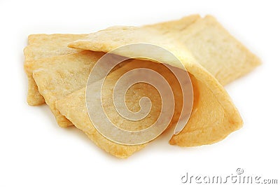 Korean Thin Fish cake, square shaped on white background. eomuk or odeng. Stock Photo