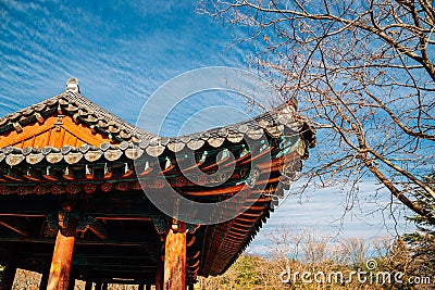 Korean traditional roof at Jukseoru Pavilion in Samcheok, Korea Stock Photo