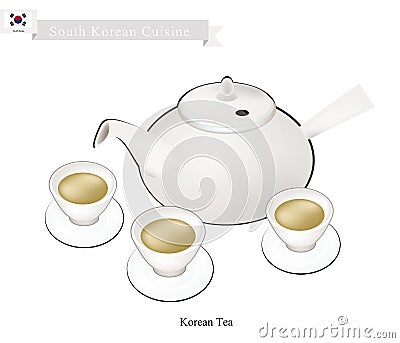 Korean Traditional Tea Set, Popular in South Korea Vector Illustration