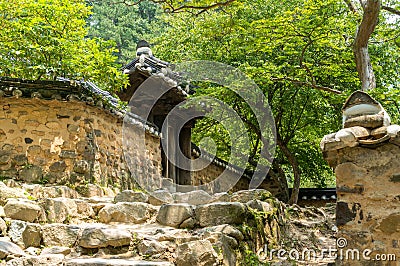 Korean traditional temple entrance Stock Photo