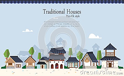 Korean traditional town Vector Illustration
