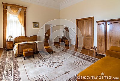 Koreiz, Crimea - July 7. 2019. bedroom in Princes Yusupov Palace Editorial Stock Photo