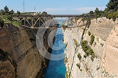 Korinth Bridge in Greece Stock Photo