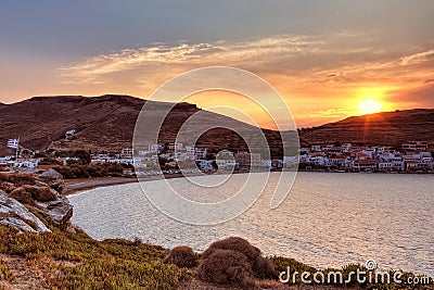 Korissia sunset in Kea, Greece Editorial Stock Photo