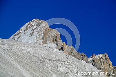 Korona peak mountain wall of Tian Shan Stock Photo