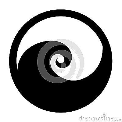 Koru spiral icon in black stylised maori tribal tattoo Vector Illustration