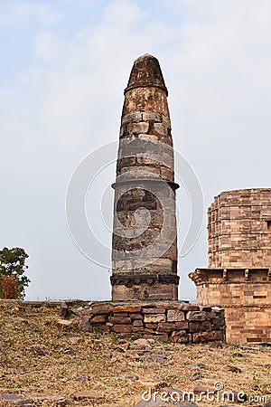 Kos minar made by Sher Shah Suri ruler of Delhi at Raisen Fort Stock Photo