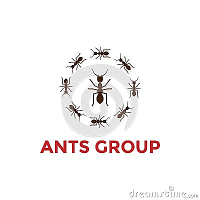 Circle Ant Group Unity Teamwork Together Logo Design Vector Illustration