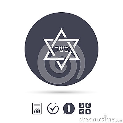 Kosher food product sign icon. Natural food. Vector Illustration