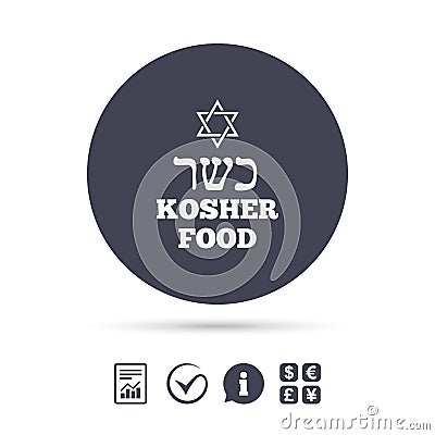 Kosher food product sign icon. Natural food. Vector Illustration