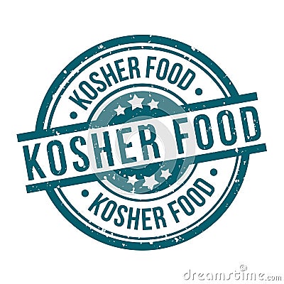 Kosher food round blue grunge stamp badge Vector Illustration