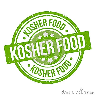 Kosher food round green grunge stamp badge Vector Illustration