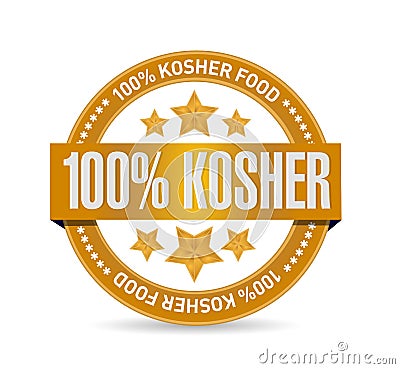 100% kosher food seal illustration design Cartoon Illustration