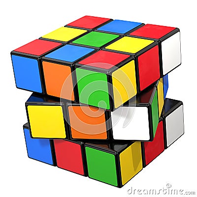 Kosice, Slovakia, 27 January 2023. Rubik's Cube with Rotated Middle Editorial Stock Photo