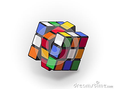 Rubik`s Cube with Rotated Sides Vector Illustration