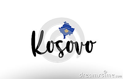 Kosovo country big text with flag inside map concept logo Vector Illustration