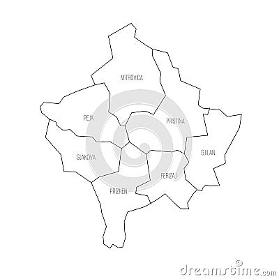 Kosovo political map of administrative divisions Vector Illustration