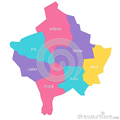Kosovo political map of administrative divisions Vector Illustration