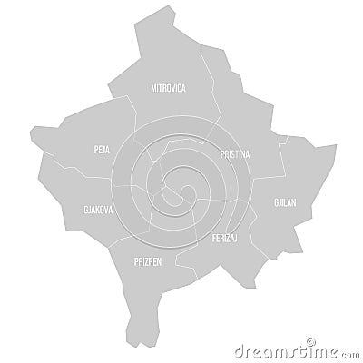 Kosovo political map of administrative divisions Stock Photo