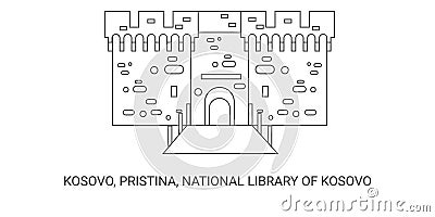 Kosovo, Pristina, National Library Of Kosovo, travel landmark vector illustration Vector Illustration