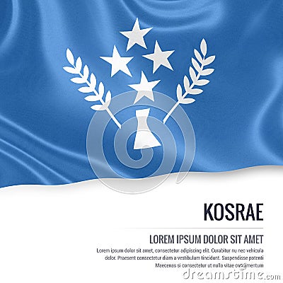 Kosrae flag. Flag of Federated States of Micronesia state Kosrae waving on an isolated white background. State name and the text Cartoon Illustration