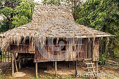 Exterior of a Dusun tribal house at Mari Mari Cultural Village, Editorial Stock Photo