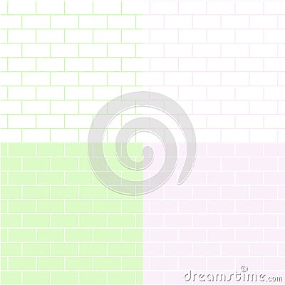 Brickwork patterns in pink and green Vector Illustration