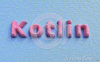 Kotlin Programming Language. Development concept. Coding background. Colored pixelized text. 3d render Stock Photo