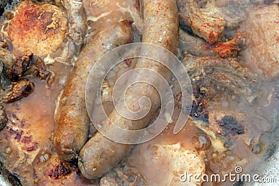 Kotlovina, traditionally prepared meal in northern Croatia Stock Photo