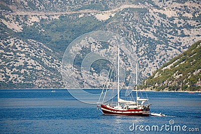 Kotor bay boat , Montenegro Stock Photo