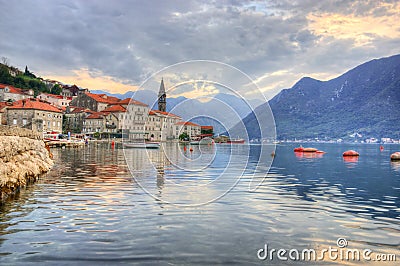 Kotor bay and Perast in Montenegro Editorial Stock Photo