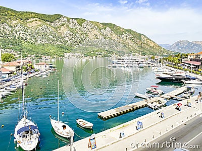 Kotor bay and port view, Kotor city, Montenegro Editorial Stock Photo