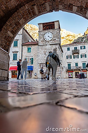 Trg od Oruzja, Arms Square is the main square in Kotor, Montenegro Editorial Stock Photo