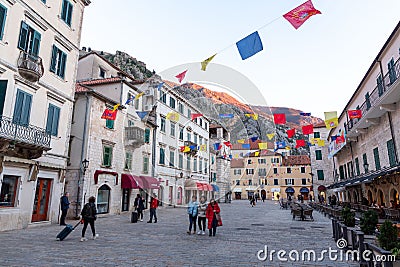 Trg od Oruzja, Arms Square is the main square in Kotor, Montenegro Editorial Stock Photo