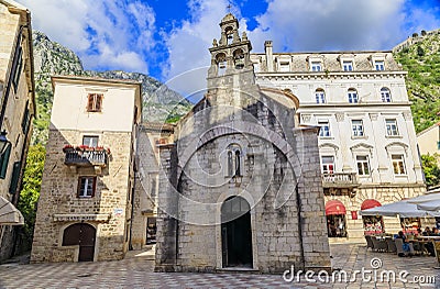 Church of Saint Luke built in 1195 in Old town Kotor, Montenegro in the Balkans Editorial Stock Photo