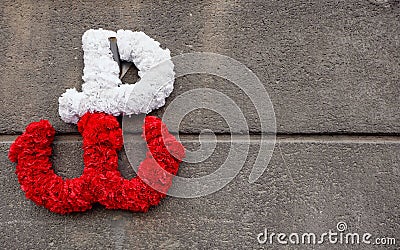 Kotwica - the symbol of the Warsaw Uprising against the occupation by Nazi Germany in World War II, starting August 1st 1944 Editorial Stock Photo