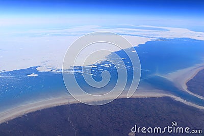 Baffin Island, Dewey Soper Isulijarnik Migratory Bird Sanctuary, Koukdjuak River Esturary and Sea Ice Nunavut, Canada Stock Photo