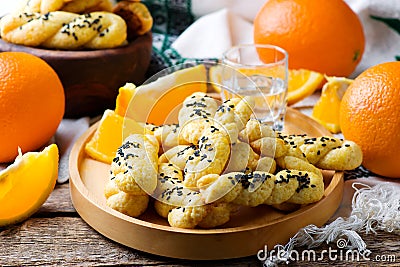 Koulourakia , Greek Sesame Twist Cookies Stock Photo