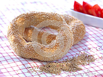 Koulouri-greek round bread Stock Photo
