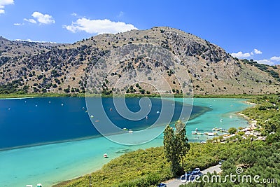 Kournas lake on Crete island. Greece. Stock Photo