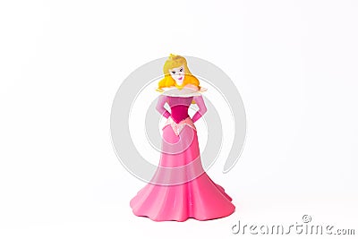 Kouvola, Finland - 22 January 2020: Disney princess Aurora on white background Editorial Stock Photo