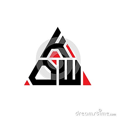 KOW triangle letter logo design with triangle shape. KOW triangle logo design monogram. KOW triangle vector logo template with red Vector Illustration